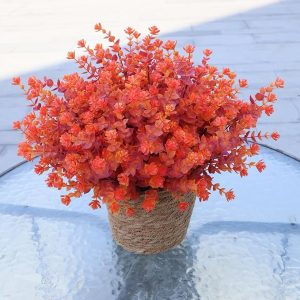 Artificial Flowers for Outdoors, 12 Bundles UV Resistant Realistic Faux Plants for Outside Porch Planter, Spring Summer Home Garden Decoration, Red Orange